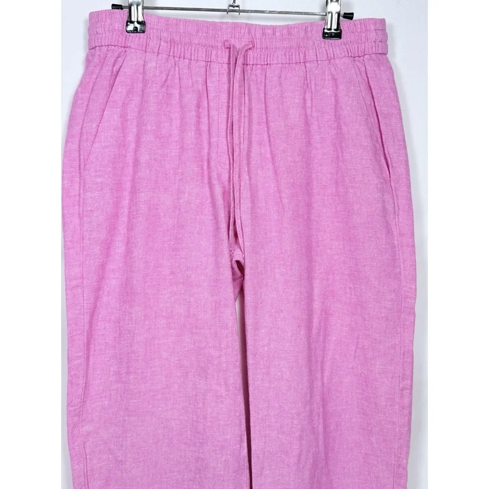 J.Crew Pink Linen‎ Blend Pants Drawstring Beach Coastal Old Money Preppy Size 6